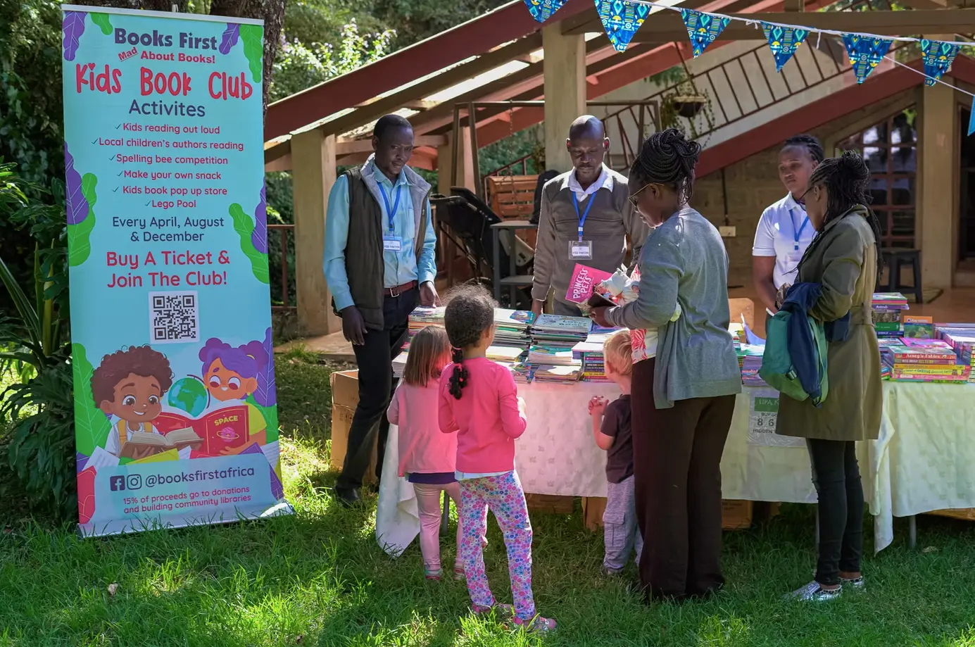 BooksFirst school book fair with families choosing books